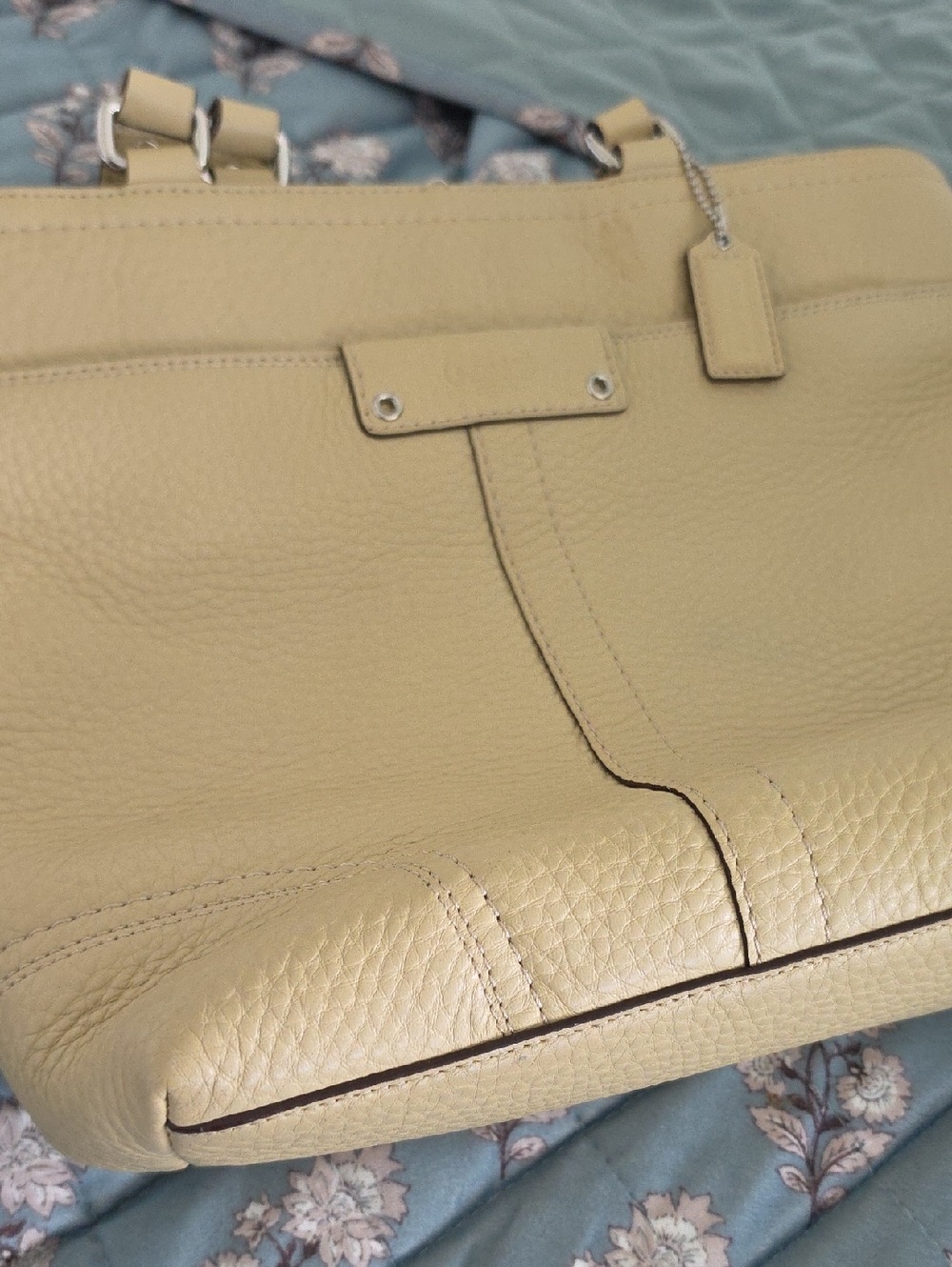 Vintage Coach Hamilton Beige Pebble Leather Handbag  - Women Bags